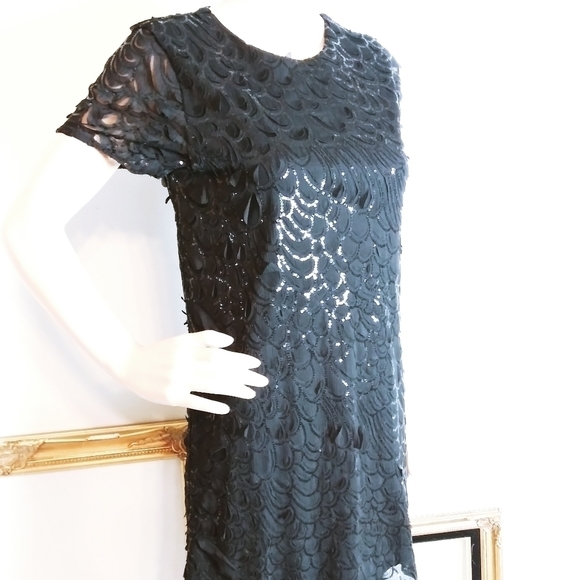 Line+Dot black party short dress sequin classic size Small holidays new year’s - Picture 7 of 8